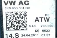 VW Touran 1T3 r.v. 2011 páčky volantu 5K0953501BH