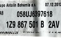 Škoda Octavia 2 facelift kombi r.v. 2013 stropnice 1Z9867501B