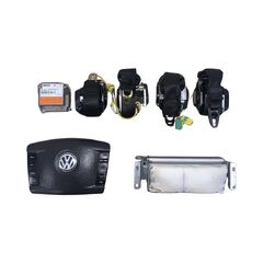 VW Touareg 7L r.v. 2006, Sada airbagů + pásy, Řidič 7L6880201CT RDU, spolujezdec 7L0880202, jednotka 3D0909601E, (pásy čísla nelze přečíst)