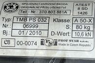 Škoda Superb 2 kombi r.v. 2010 tažné zařízení odnímatelné a uzamykatelné 3T0803881A jednotka 1K0907383F